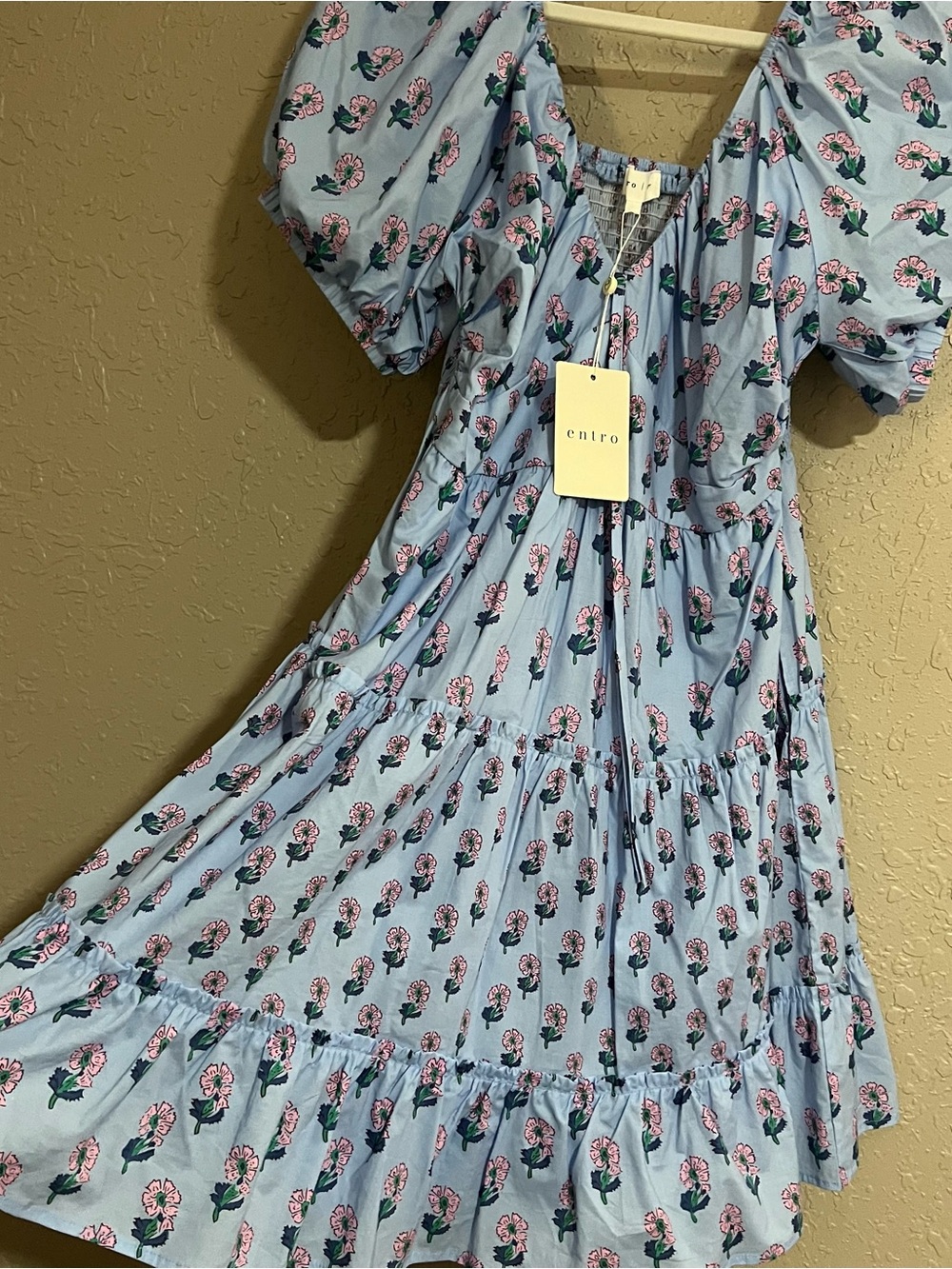 NWT Entro Blue Floral Dress Size Large - Picture 3 of 5